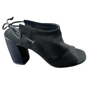 Splendid Heels Women's 10 Lynn Leather Ankle Sandals Black Peep Toe